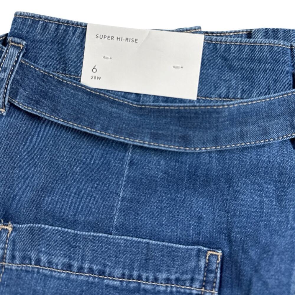 American Eagle Super High Rise Denim Skirt Tie Waist Bow Belt Size 6 NWT - Picture 5 of 6